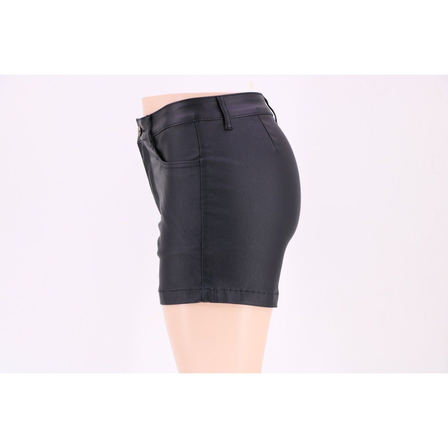 Women Shorts Solid Color High Waist Four Seasons Wearable Faux Leather