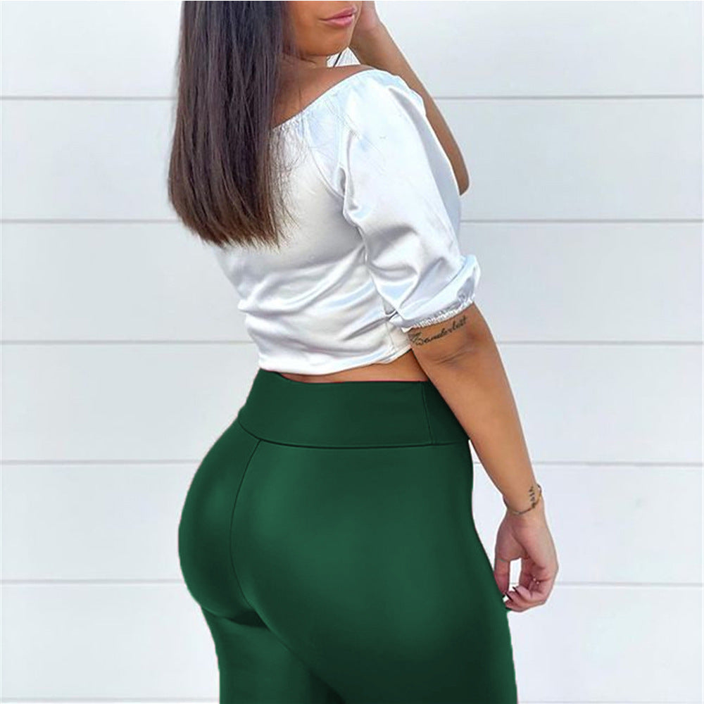 Faux Leather High Waist Body Shaping Leggings