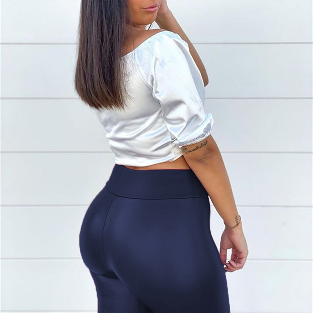 Faux Leather High Waist Body Shaping Leggings