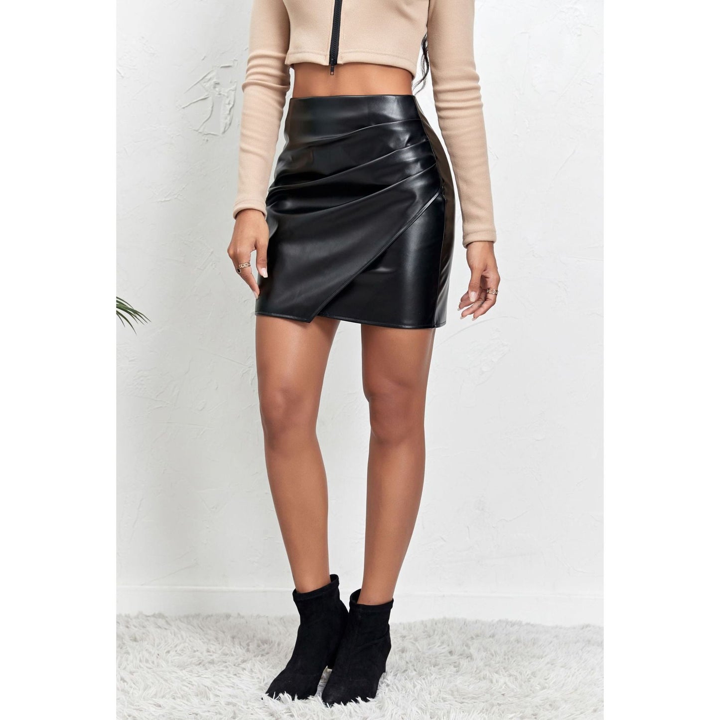 High Waist Faux Leather Skirt