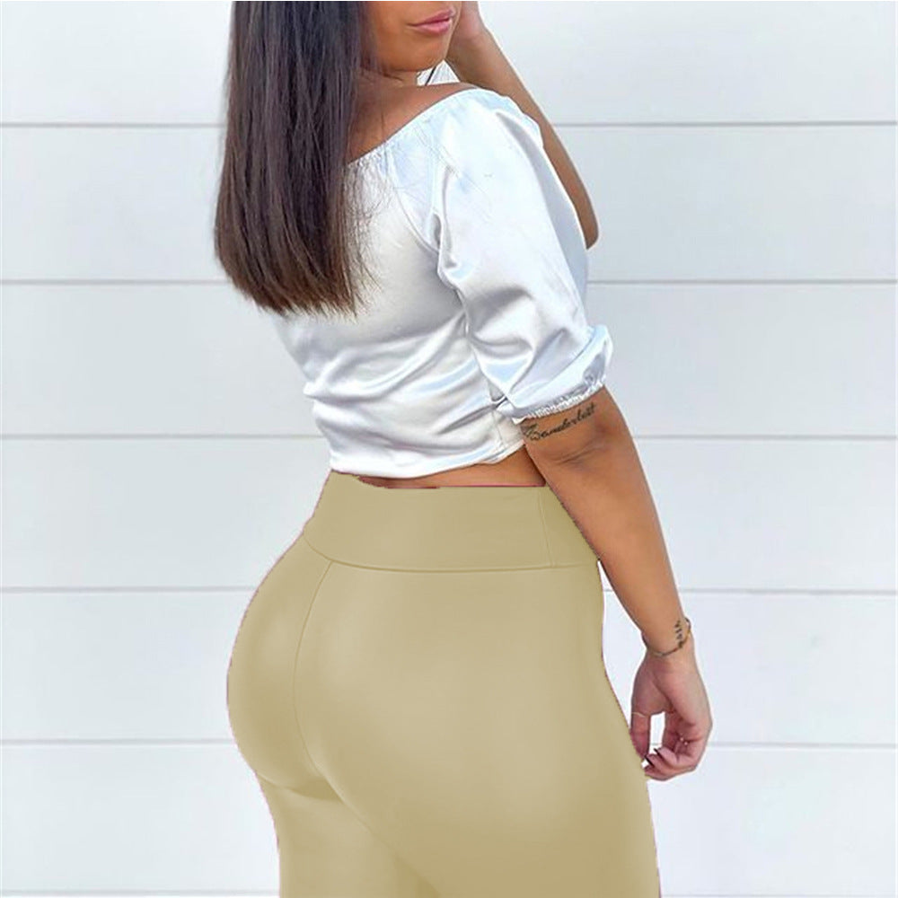 Faux Leather High Waist Body Shaping Leggings